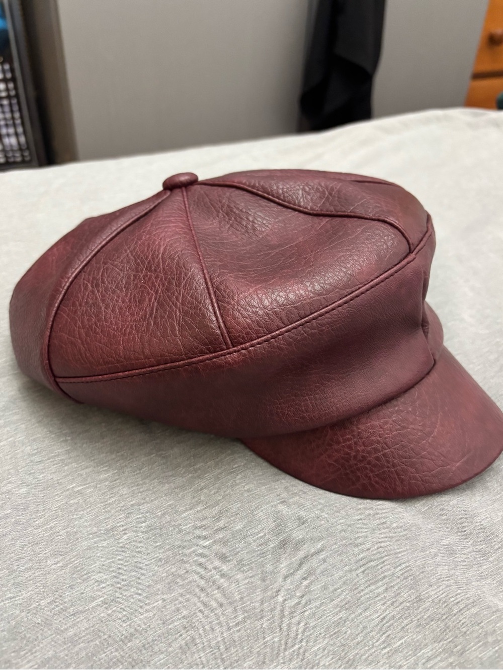 NWT Free People Burgundy Faux Leather Cap